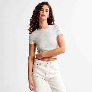 Abercrombie & Fitch Light Grey Essential Baby Tee size Small